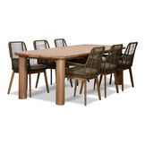 Laredo/Padua olijfgroen dining tuinset | 6 personen | hardhout + touw | 255cm