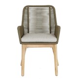 Laredo/Padua olijfgroen dining tuinset | 6 personen | hardhout + touw | 255cm