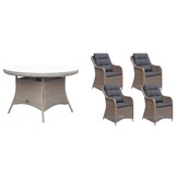 Madrid/Kansas dining tuinset | 4 personen | wicker | 120cm rond
