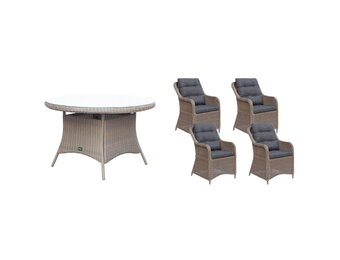 Madrid/Kansas dining tuinset | 4 personen | wicker | 120cm rond