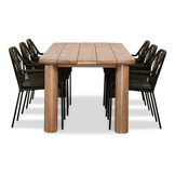 Laredo/Seville olijfgroen dining tuinset | 6 personen | hardhout + aluminium | 255cm