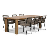Laredo/Seville zand dining tuinset | 6 personen | hardhout + aluminium | 255cm