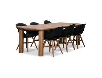 Laredo/Karlstad zwart dining tuinset | 6 personen | hardhout + kunststof | 255cm