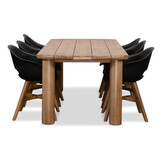 Laredo/Karlstad zwart dining tuinset | 6 personen | hardhout + kunststof | 255cm
