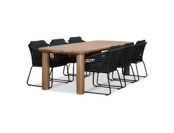 Laredo/Tulum Lava Grey dining tuinset | 6 personen | hardhout + touw | 255cm
