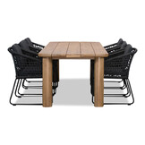 Laredo/Tulum Lava Grey dining tuinset | 6 personen | hardhout + touw | 255cm