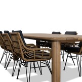 Carlos dining tuinstoel set van 4 | wicker + RVS | Bamboo antraciet