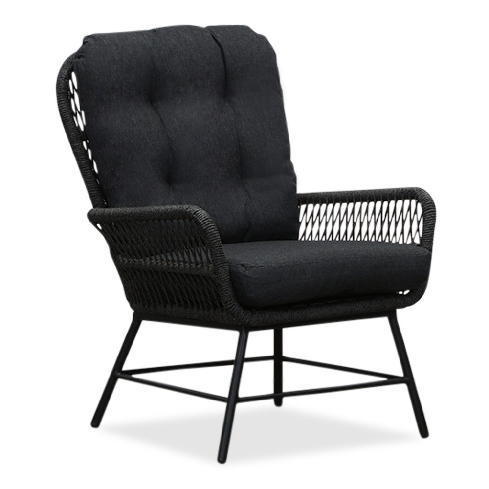 Dex loungestoel tuin | touw + aluminium | Lava Grey