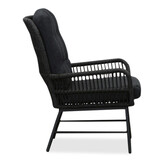 Dex loungestoel tuin met voetenbank | touw + aluminium | Lava Grey