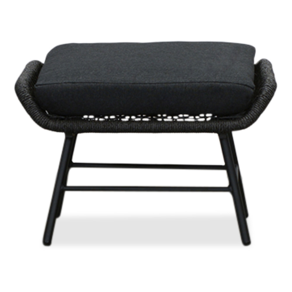 Dex loungestoel tuin incl. voetenbank | touw + aluminium | Lava Grey