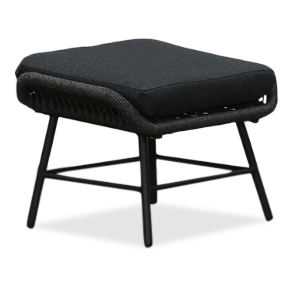 Dex loungestoel tuin incl. voetenbank | touw + aluminium | Lava Grey