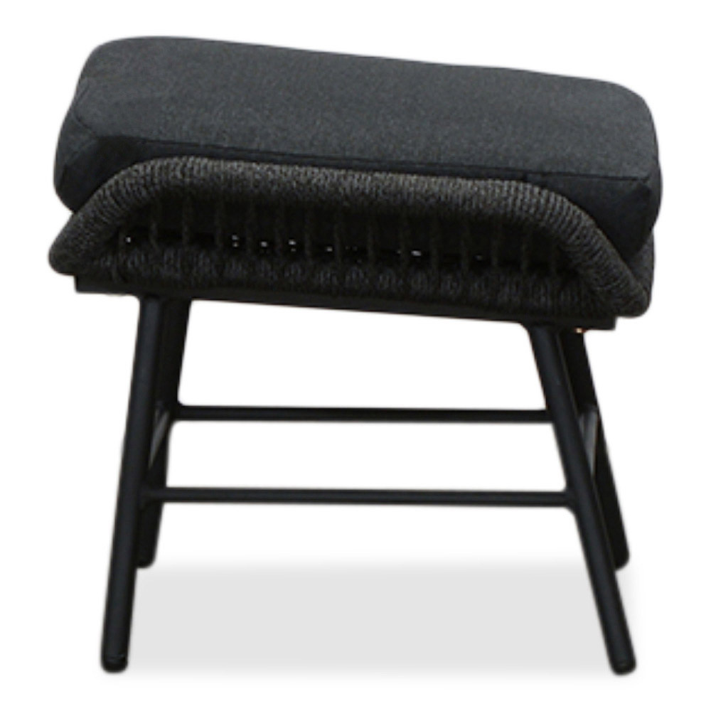 Dex loungestoel tuin incl. voetenbank | touw + aluminium | Lava Grey