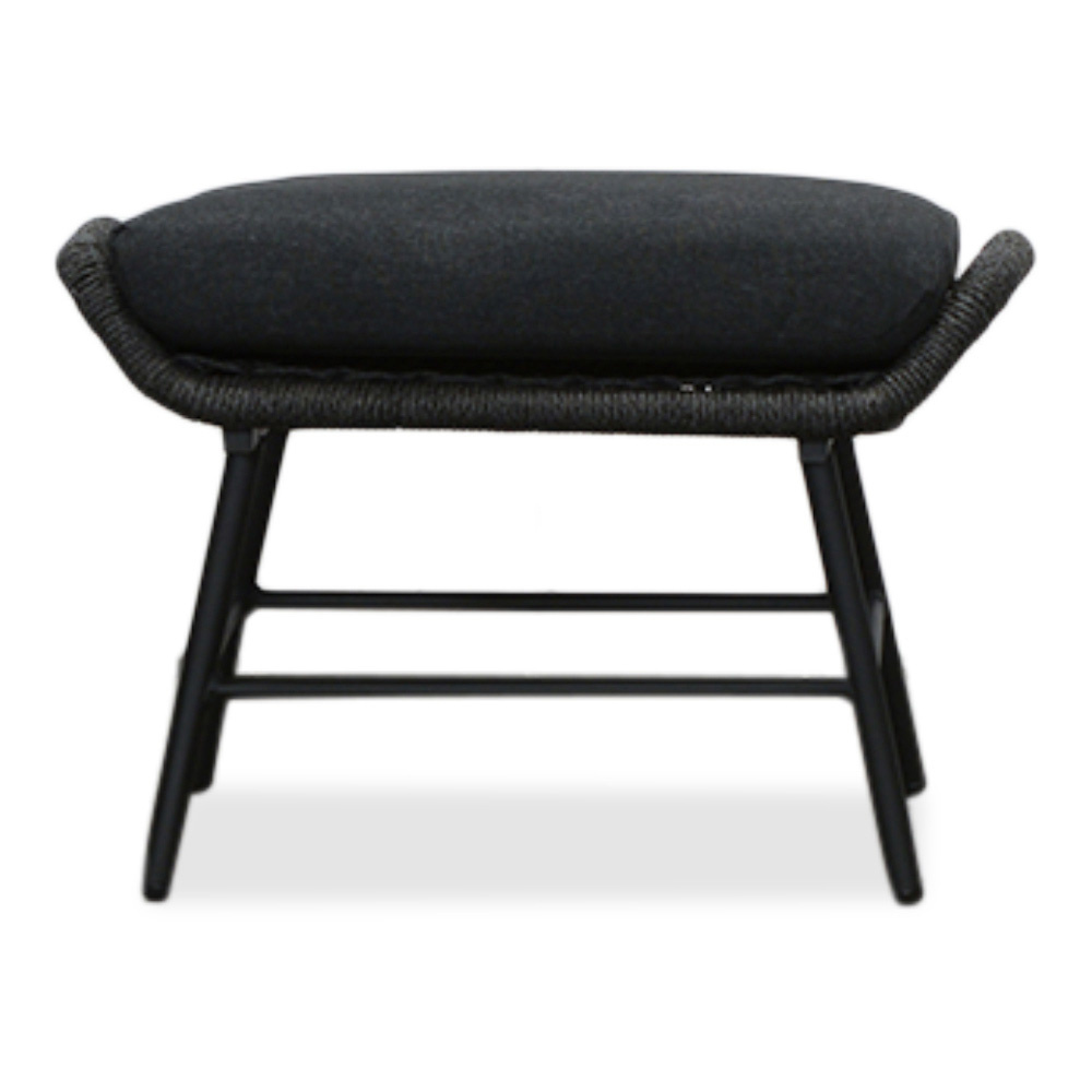 Dex loungestoel tuin incl. voetenbank | touw + aluminium | Lava Grey