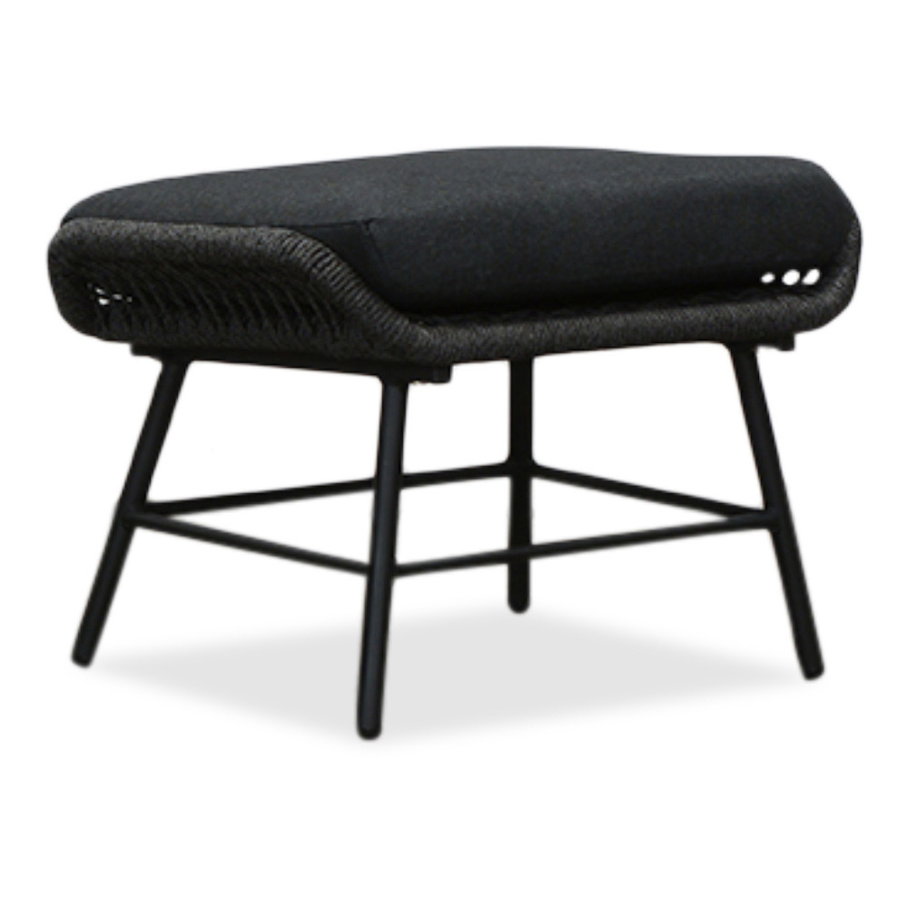 Dex loungestoel tuin incl. voetenbank | touw + aluminium | Lava Grey