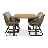 Delta/Portofino Sahara Dust dining tuinset | 4 personen | teakhout + touw | 160cm