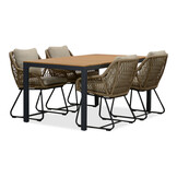 Delta/Portofino Sahara Dust dining tuinset | 4 personen | teakhout + touw | 160cm