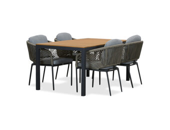 Delta/Savanna dining tuinset | 4 personen | teakhout + aluminium | 160cm