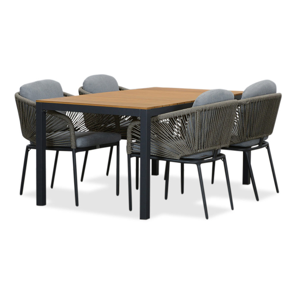 Delta/Savanna dining tuinset | 4 personen | teakhout + aluminium | 160cm