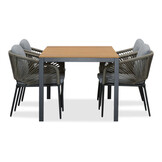 Delta/Savanna dining tuinset | 4 personen | teakhout + aluminium | 160cm