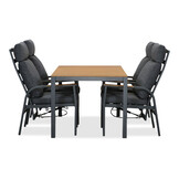 Delta/Annecy antraciet dining tuinset | 4 personen | teakhout + aluminium | 160cm