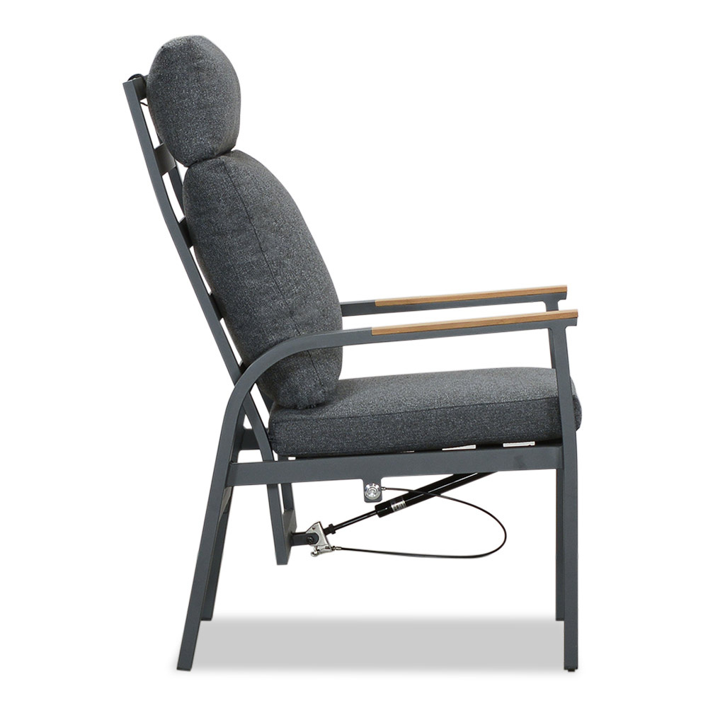 Delta/Annecy antraciet dining tuinset 5-delig | teakhout + aluminium | 160cm