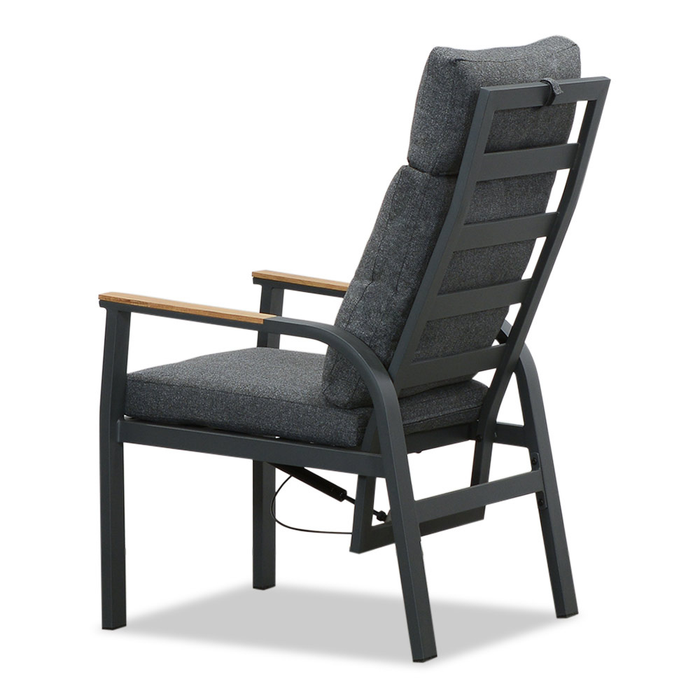 Delta/Annecy antraciet dining tuinset 5-delig | teakhout + aluminium | 160cm