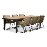 Vigo/Portofino Sahara Dust dining tuinset | 6 personen | teakhout + touw | 260cm