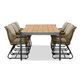 Vigo/Portofino Sahara Dust dining tuinset | 6 personen | teakhout + touw | 260cm