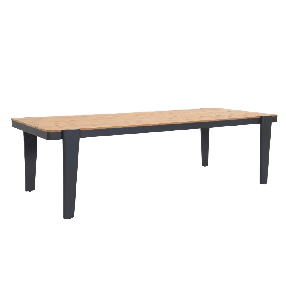 Vigo/Carlos antraciet dining tuinset 7-delig | teakhout + wicker | 260cm