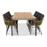 Vigo/Carlos antraciet dining tuinset | 8 personen | teakhout + wicker | 320cm