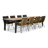 Vigo/Carlos antraciet dining tuinset | 8 personen | teakhout + wicker | 320cm