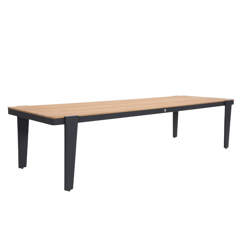 Vigo/Seville zwart dining tuinset 9-delig | teakhout + touw | 320cm