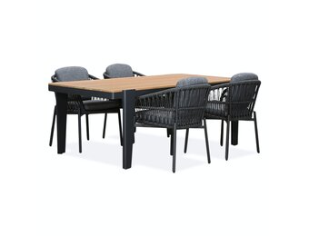 Vigo/Rico charcoal dining tuinset | 4 personen | teakhout + aluminium | 200cm
