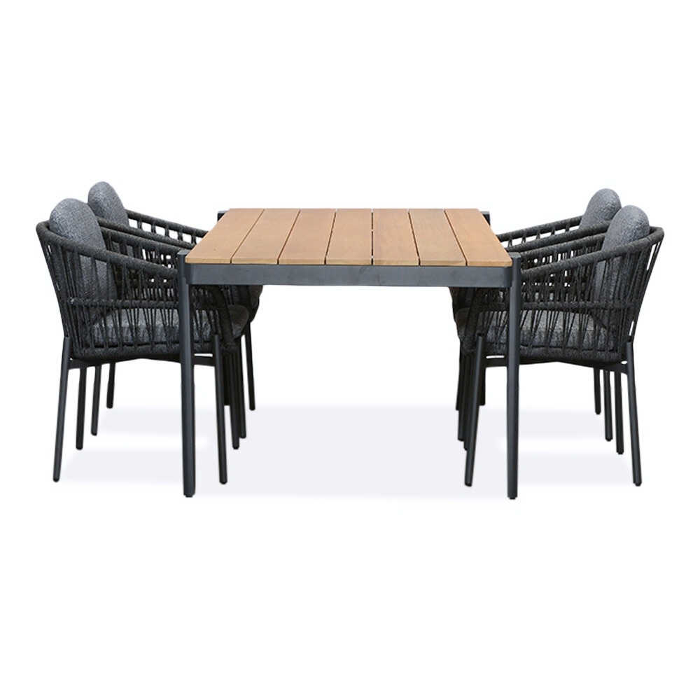 Vigo/Rico charcoal dining tuinset | 4 personen | teakhout + aluminium | 200cm