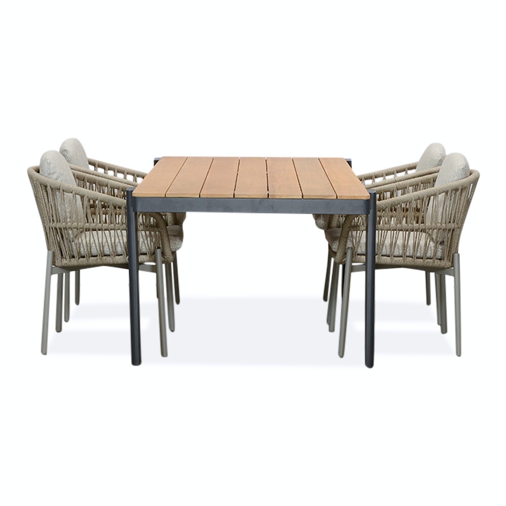 Vigo/Rico zand dining tuinset | 4 personen | teakhout + aluminium | 200cm