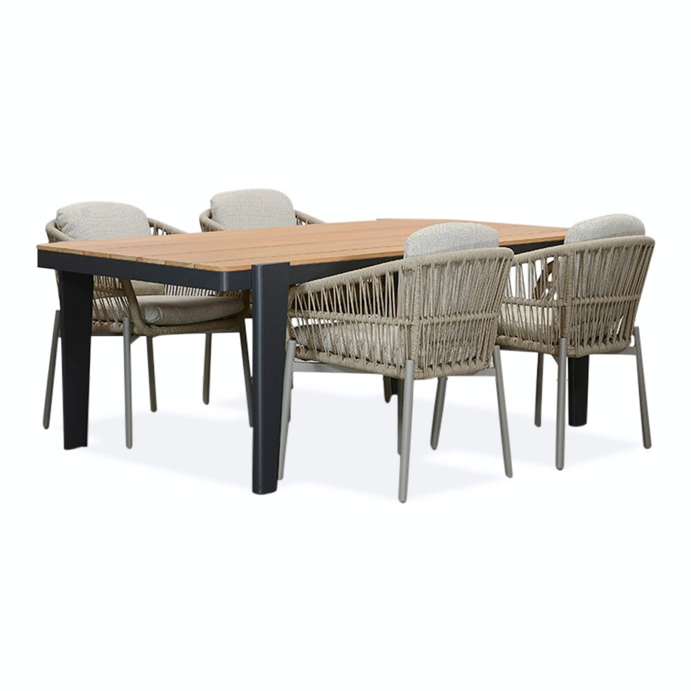 Vigo/Rico zand dining tuinset | 4 personen | teakhout + aluminium | 200cm afbeelding