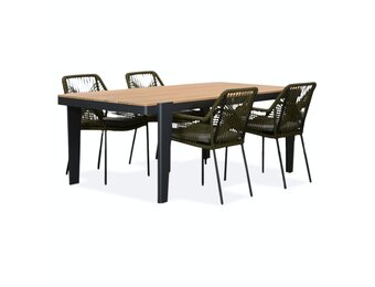 Vigo/Seville olijfgroen dining tuinset | 4 personen | teakhout + aluminium | 200cm