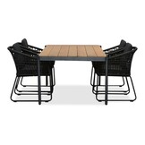 Vigo/Tulum Lava Grey dining tuinset | 4 personen | teakhout + touw | 200cm