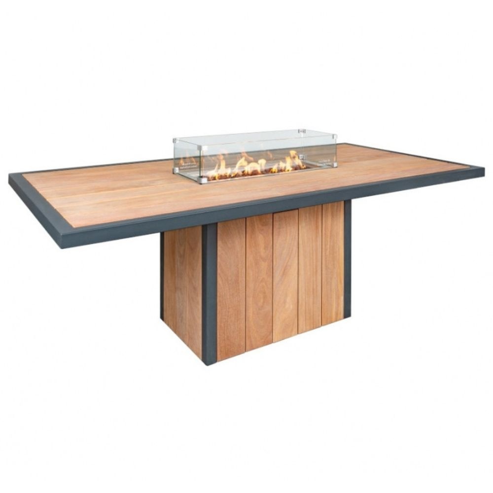 River dining vuurtafel | aluminium + teakhout | 220x115cm