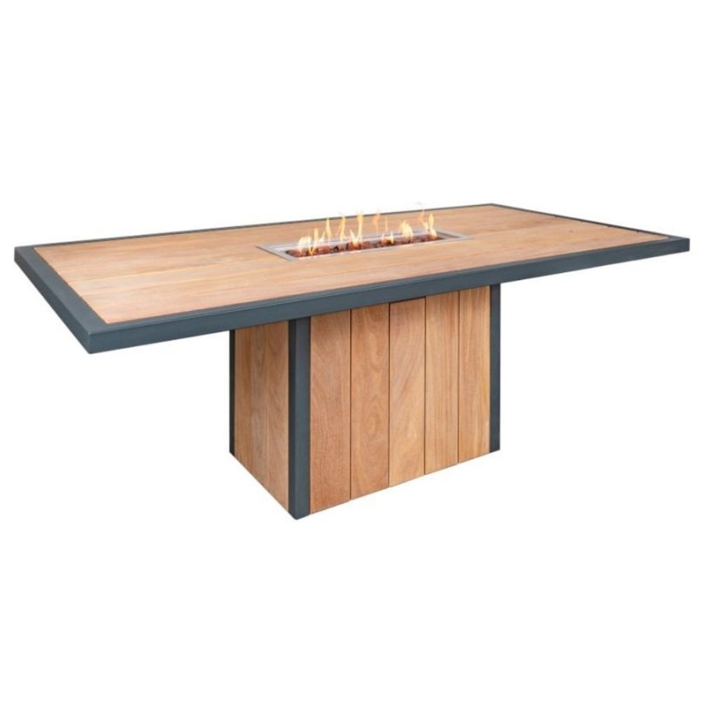 River dining vuurtafel | aluminium + teakhout | 220x115cm