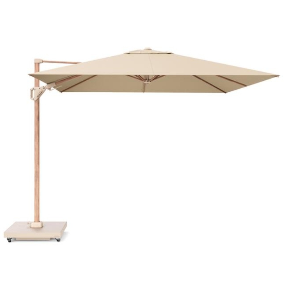 Challenger T² zweefparasol - premium doek | 300x300cm | Champagne/Teak look