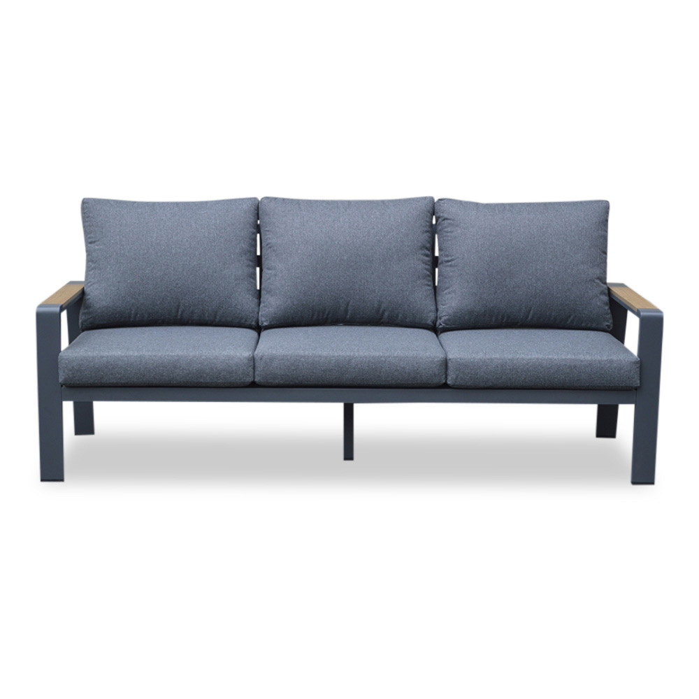 Lola stoel-bank loungeset 5 personen | aluminium + polywood | antraciet | 4-delig