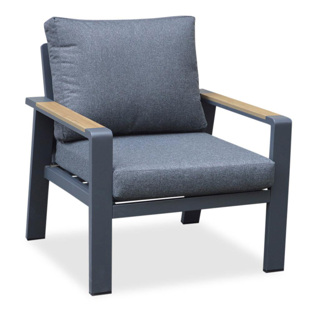 Lola stoel-bank loungeset 5 personen | aluminium + polywood | antraciet | 4-delig