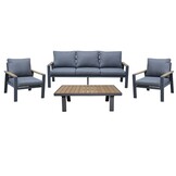 Lola stoel-bank loungeset 5 personen | aluminium + polywood | antraciet | 4-delig