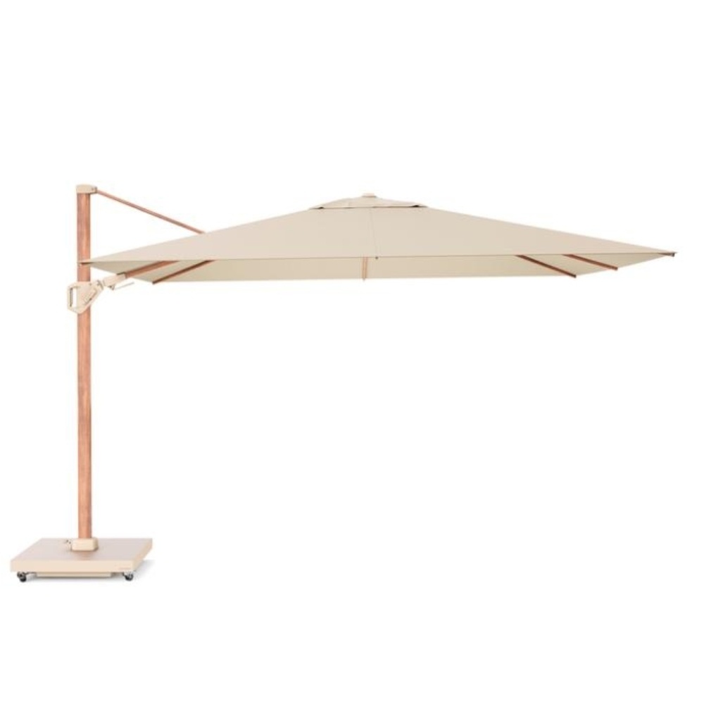 Challenger T² zweefparasol - premium doek | 260x350cm  | Champagne/Teak look afbeelding