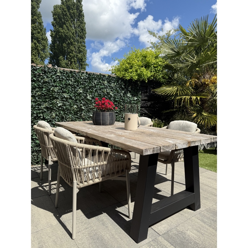 Rico dining tuinstoel | aluminium + touw | zand