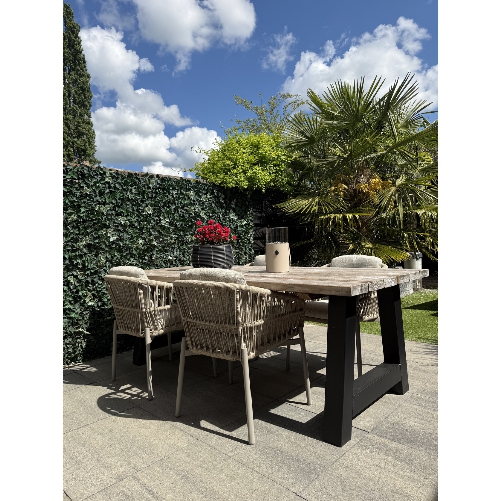 Rico dining tuinstoel set van 6 | aluminium + touw | zand