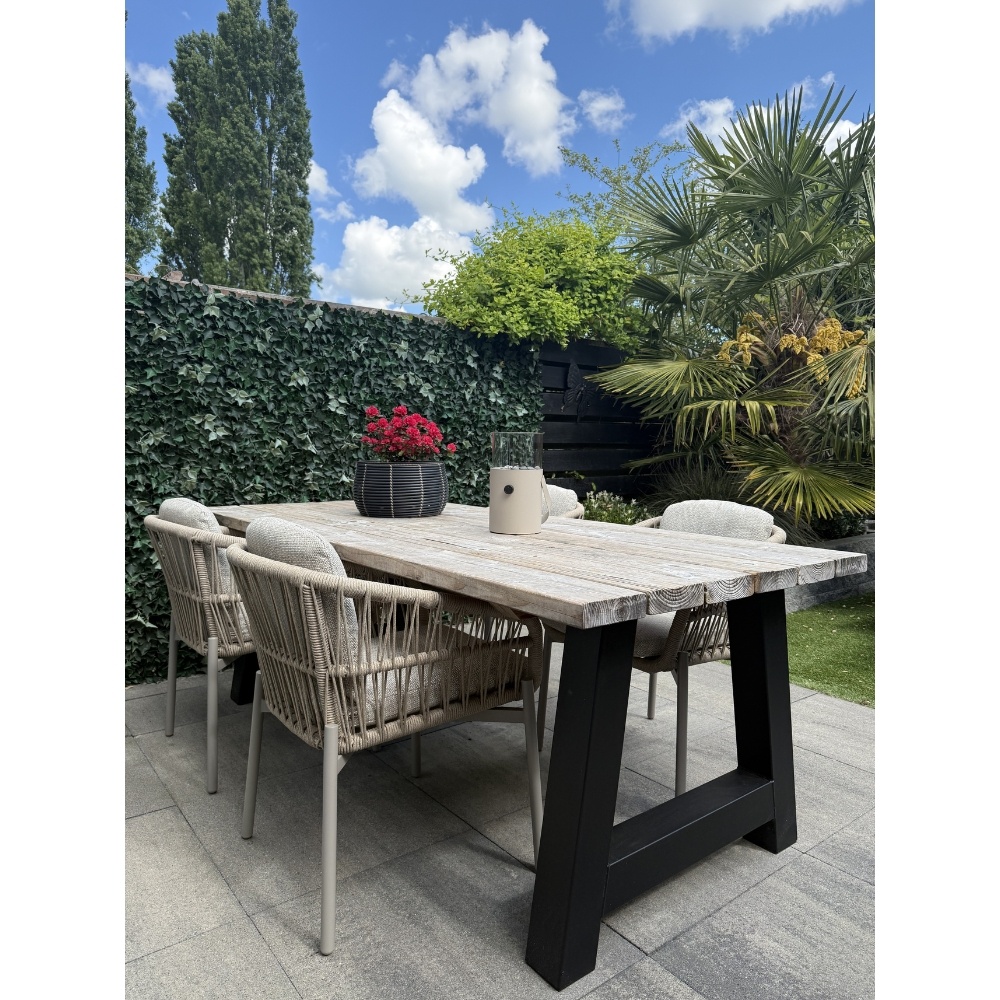 Rico dining tuinstoel set van 6 | aluminium + touw | zand