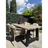 Rico dining tuinstoel set van 4 | aluminium + touw | zand