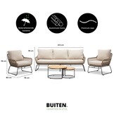 Valencia/Aurora stoel-bank loungeset 5 personen | touw + teakhout | Sahara Dust | 5-delig